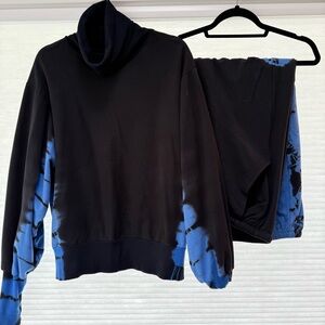 Electric & Rose Black with Marine Blue Tye Dye Sweatshirt and Sweatpants Set